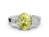 White gold Three-Stone Fancy Yellow Oval  Cut Solitaire Ring with Prong Setting_3