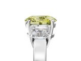 White gold Three-Stone Fancy Yellow Oval  Cut Solitaire Ring with Prong Setting_8