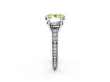 White gold Three-Stone Fancy Yellow Oval  Diamond Milgrain Pave Band with Prong Setting 3