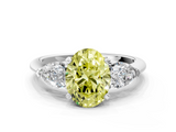 White gold Three-Stone Fancy Yellow Oval  Diamond Ring with Pear Side Stones in Four-Prong Setting_62