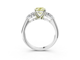White gold Three-Stone Fancy Yellow Oval  Diamond Ring with Pear Side Stones in Four-Prong Setting_65