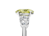 White gold Three-Stone Fancy Yellow Oval  Diamond Ring with Pear Side Stones in Four-Prong Setting_67