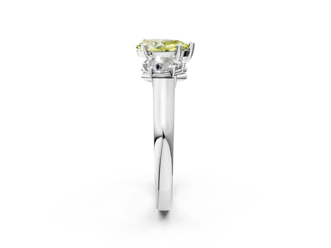 White gold Three-Stone Fancy Yellow Pear Cut Brilliant Diamond Trellis Ring with Comfort Fit Band_14
