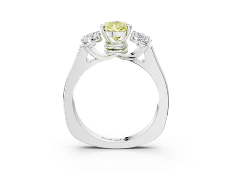 White gold Three-Stone Fancy Yellow Pear Cut Brilliant Diamond Trellis Ring with Comfort Fit Band_15