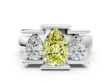 White gold Three Stone Fancy Yellow Pear Cut Cut Channel Set Diamond Ring_36