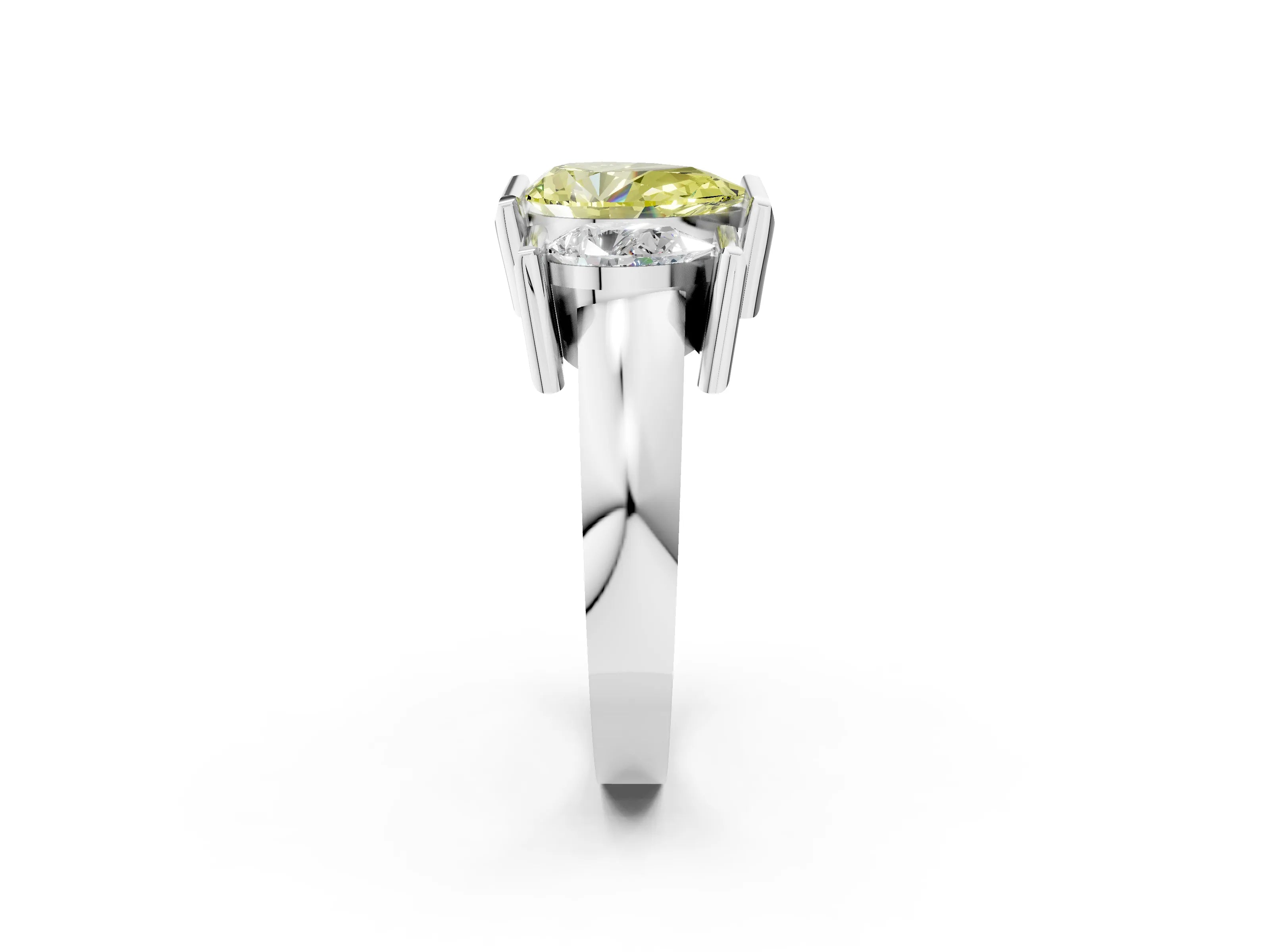 White gold Three Stone Fancy Yellow Pear Cut Cut Channel Set Diamond Ring_38