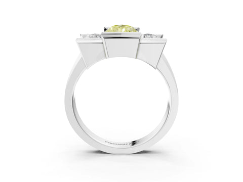 White gold Three Stone Fancy Yellow Pear Cut Cut Channel Set Diamond Ring_39