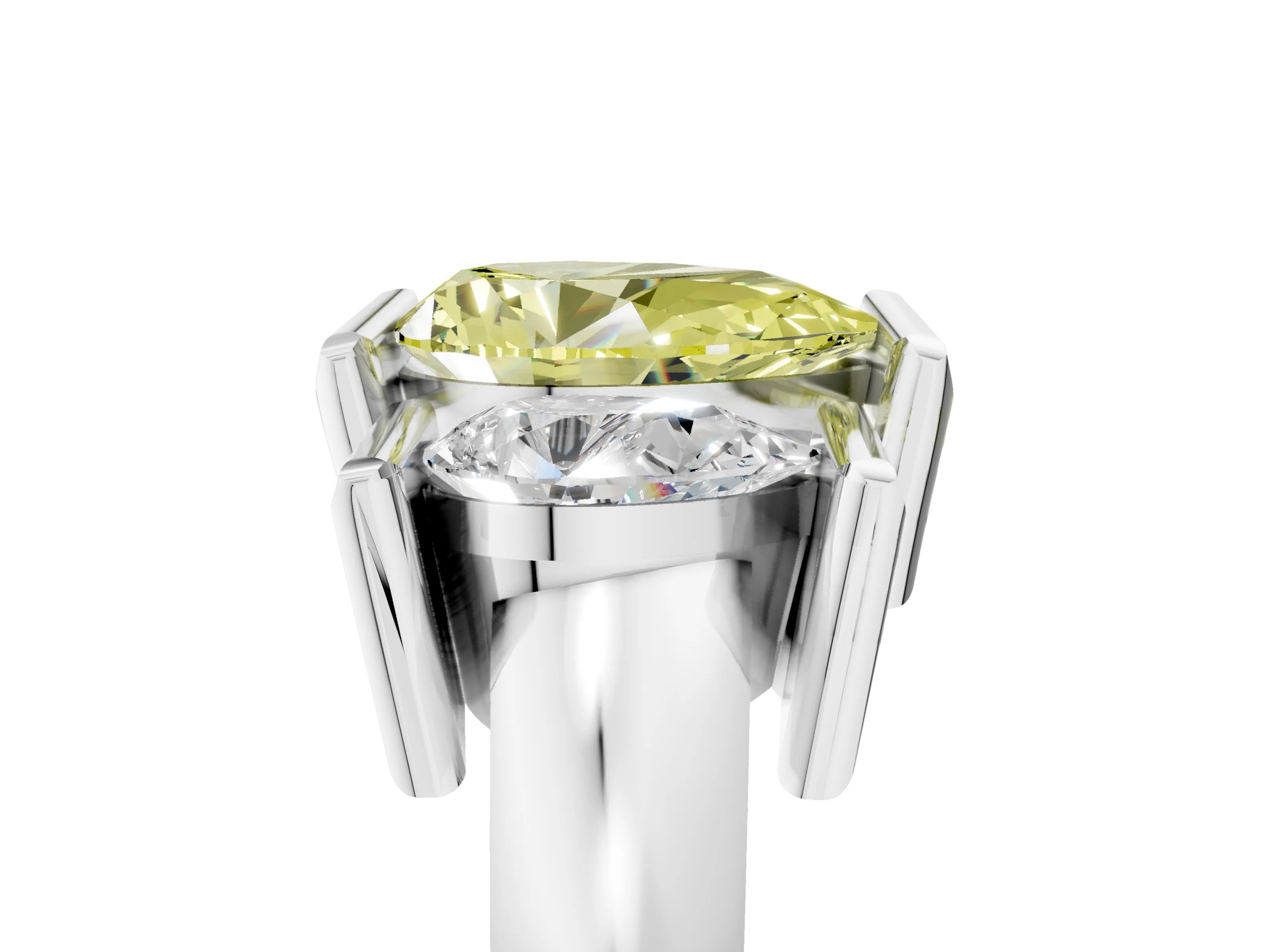 White gold Three Stone Fancy Yellow Pear Cut Cut Channel Set Diamond Ring_41