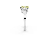 White gold Three-Stone Fancy Yellow Pear Cut Cut Diamond Engagement Ring with Flat Band and Four-Prong Setting_14