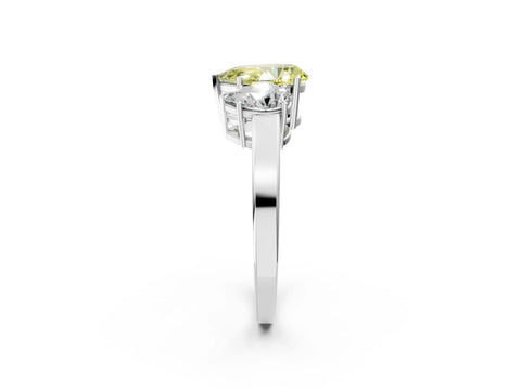 White gold Three-Stone Fancy Yellow Pear Cut Cut Diamond Engagement Ring with Flat Band and Four-Prong Setting_14