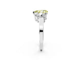 White gold Three-Stone Fancy Yellow Pear Cut Cut Diamond Engagement Ring with Flat Band and Four-Prong Setting_15