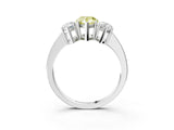 White gold Three-Stone Fancy Yellow Pear Cut Cut Diamond Engagement Ring with Flat Band and Four-Prong Setting_15