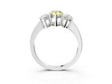 White gold Three-Stone Fancy Yellow Pear Cut Cut Diamond Engagement Ring with Flat Band and Four-Prong Setting_16