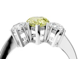 White gold Three-Stone Fancy Yellow Pear Cut Cut Diamond Engagement Ring with Flat Band and Four-Prong Setting_16