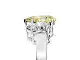 White gold Three-Stone Fancy Yellow Pear Cut Cut Diamond Engagement Ring with Flat Band and Four-Prong Setting_17
