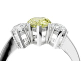 White gold Three-Stone Fancy Yellow Pear Cut Cut Diamond Engagement Ring with Flat Band and Four-Prong Setting_4