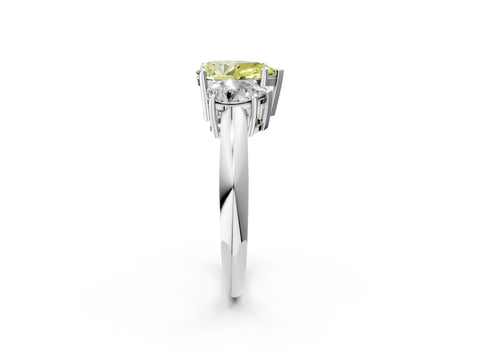 White gold Three-Stone Fancy Yellow Pear Cut Cut Diamond Engagement Ring with Prong Setting on a White Gold Band_26