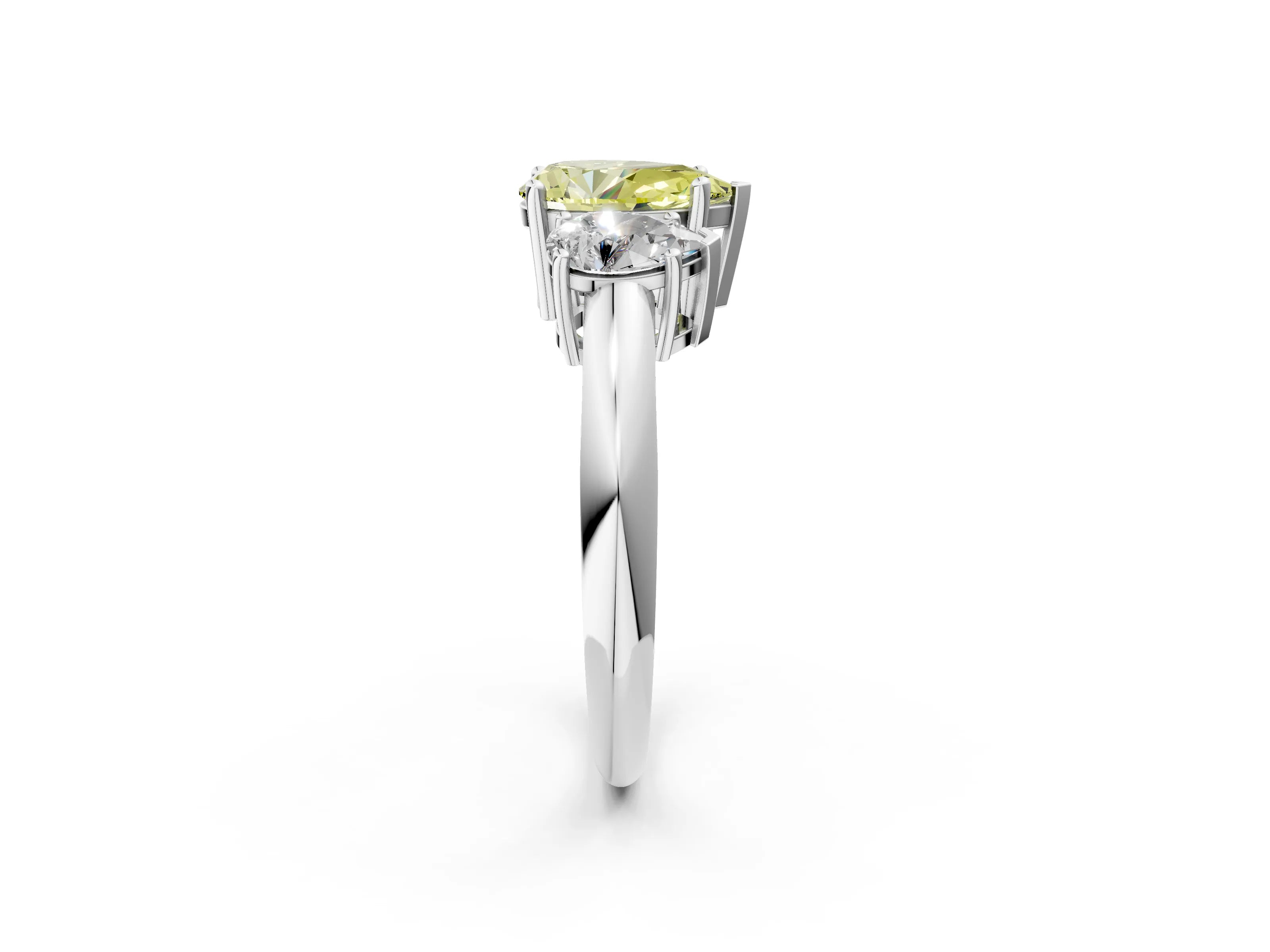 White gold Three-Stone Fancy Yellow Pear Cut Cut Diamond Engagement Ring with Prong Setting on a White Gold Band_38