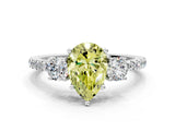 White gold Three-Stone Fancy Yellow Pear Cut Cut Diamond Pavé Band with Prong Setting_27