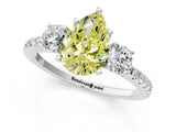 White gold Three-Stone Fancy Yellow Pear Cut Cut Diamond Pavé Band with Prong Setting_28