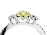 White gold Three-Stone Fancy Yellow Pear Cut Cut Diamond Pavé Band with Prong Setting_31