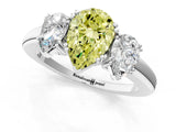 White gold Three-Stone Fancy Yellow Pear Cut Cut Diamond Ring with Channel Set Band and Four-Prong Setting_13