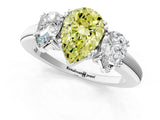 White gold Three-Stone Fancy Yellow Pear Cut Cut Diamond Ring with Channel Set Band and Four-Prong Setting_37