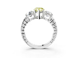White gold Three-Stone Fancy Yellow Pear Cut Cut Diamond Ring with Channel-Set Band and Prong Setting_3