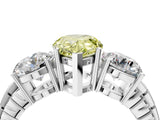 White gold Three-Stone Fancy Yellow Pear Cut Cut Diamond Ring with Channel-Set Band and Prong Setting_4
