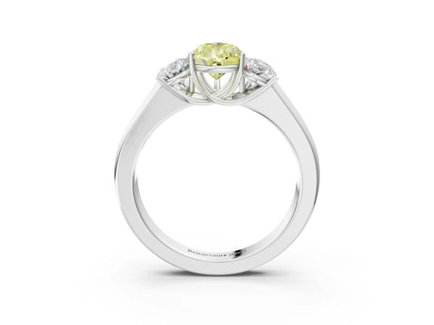 White gold Three-Stone Fancy Yellow Pear Cut Cut Diamond Ring with Prong Setting and Classic Band_3
