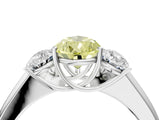 White gold Three-Stone Fancy Yellow Pear Cut Cut Diamond Ring with Prong Setting and Classic Band_4