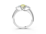 White gold Three-Stone Fancy Yellow Pear Cut Cut Diamond Ring with Trillion Side Stones and Four-Prong Setting_14
