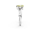 White gold Three-Stone Fancy Yellow Pear Cut Cut Diamond Ring with Trillion Side Stones on a Split Shank Band_2