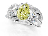 White gold Three-Stone Fancy Yellow Pear Cut Cut Diamond Split Shank Prong Set Ring_13