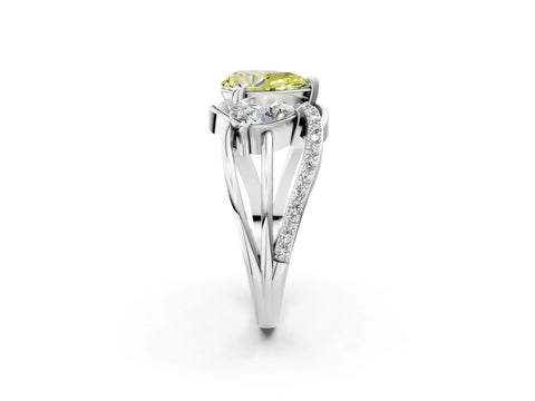White gold Three-Stone Fancy Yellow Pear Cut Cut Diamond Split Shank Prong Set Ring_14