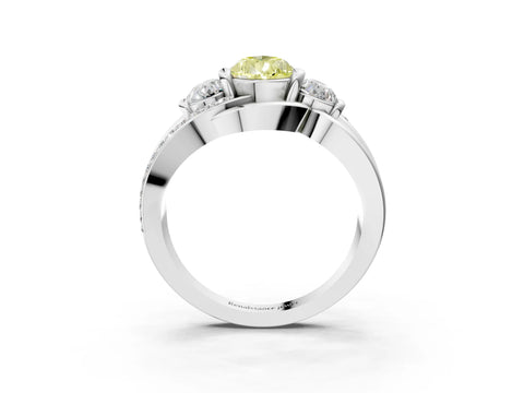 White gold Three-Stone Fancy Yellow Pear Cut Cut Diamond Split Shank Prong Set Ring_15