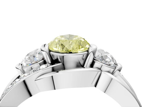 White gold Three-Stone Fancy Yellow Pear Cut Cut Diamond Split Shank Prong Set Ring_16