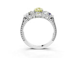 White gold Three-Stone Fancy Yellow Pear Cut Cut Milgrain Band Prong Setting Ring_3