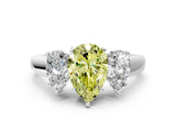 White gold Three-Stone Fancy Yellow Pear Cut Cut Solitaire Ring with Classic Prong Setting_12