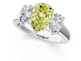 White gold Three-Stone Fancy Yellow Pear Cut Cut Solitaire Ring with Classic Prong Setting_13