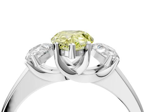 White gold Three-Stone Fancy Yellow Pear Cut Cut Solitaire Ring with Classic Prong Setting_16