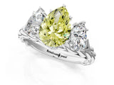 White gold Three-Stone Fancy Yellow Pear Cut Diamond Braided Band Ring with Four-Prong Setting_21