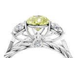 White gold Three-Stone Fancy Yellow Pear Cut Diamond Braided Band Ring with Four-Prong Setting_44