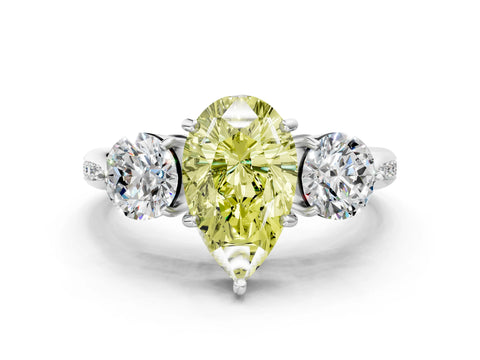 White gold Three-Stone Fancy Yellow Pear Cut Diamond Channel Set Engagement Ring with Prong Setting_36