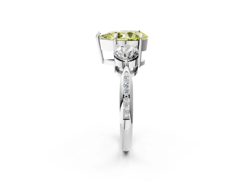 White gold Three-Stone Fancy Yellow Pear Cut Diamond Channel Set Engagement Ring with Prong Setting_38