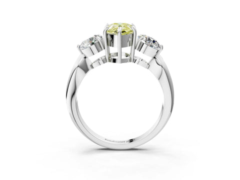 White gold Three-Stone Fancy Yellow Pear Cut Diamond Channel Set Engagement Ring with Prong Setting_39