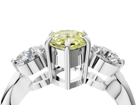 White gold Three-Stone Fancy Yellow Pear Cut Diamond Channel Set Engagement Ring with Prong Setting_40