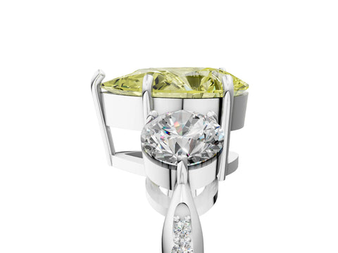White gold Three-Stone Fancy Yellow Pear Cut Diamond Channel Set Engagement Ring with Prong Setting_5