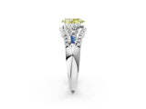 White gold Three-Stone Fancy Yellow Pear Cut Diamond Engagement Ring with Pave Band and Prong Setting_14