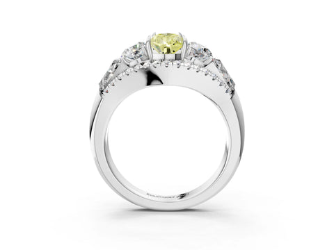 White gold Three-Stone Fancy Yellow Pear Cut Diamond Engagement Ring with Pave Band and Prong Setting_15